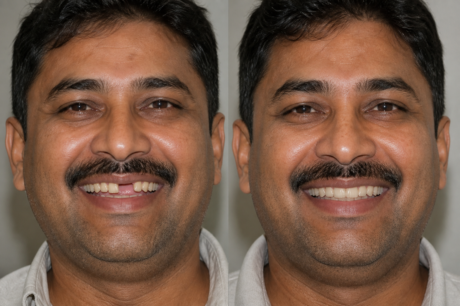 Before and after dental implant